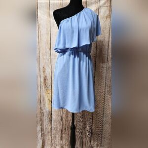 Everly Dress, off the shoulder mini light blue dress